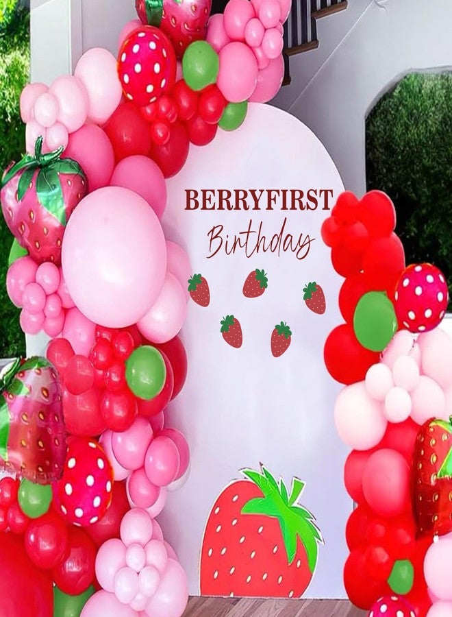 FUTNH Berry First Birthday Wall Decal for Balloons，Sweet One Birthday Party Sign for Girls，Strawberry First Birthday Wall Decal，Berry Themed 1st Birthday Backdrop Decal，Berry 1st Birthday Balloon Arch Sign - Image 2